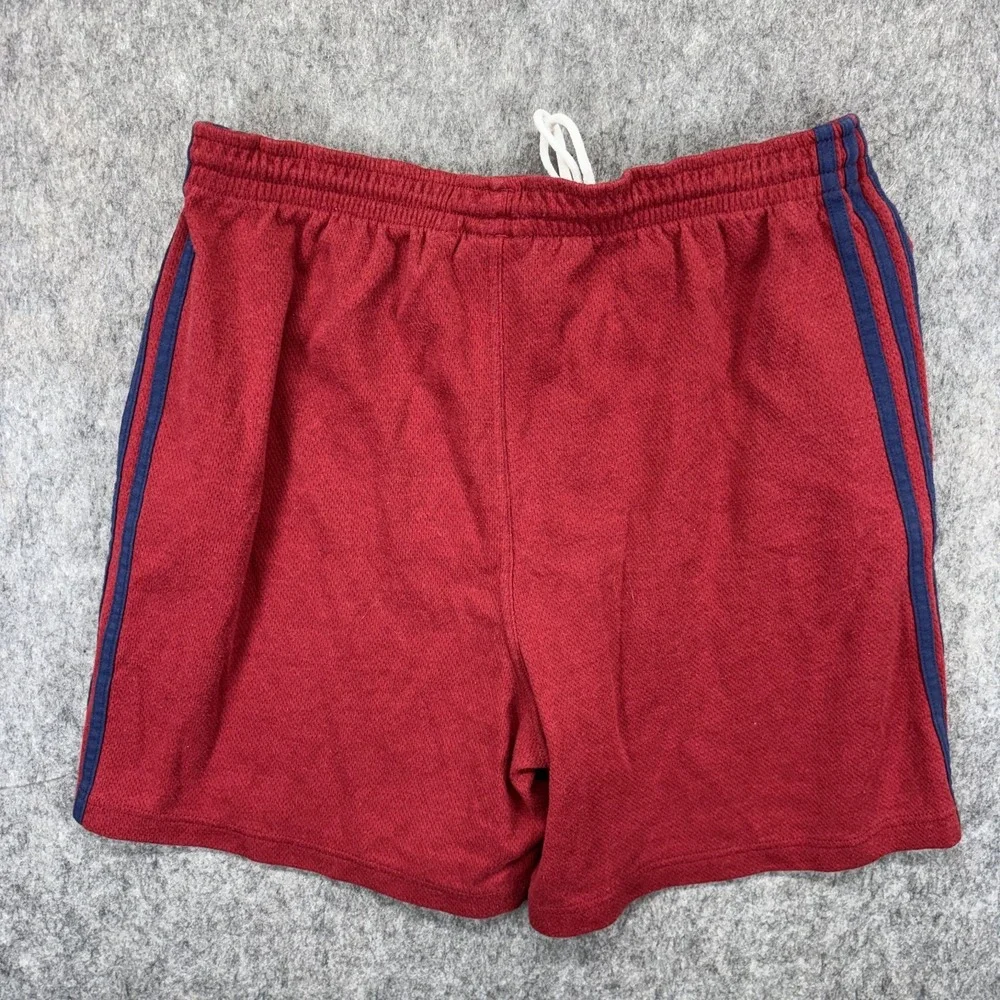 Vintage Adidas Cotton‎ Shorts Men's Medium Red Striped Pockets Drawstring 6